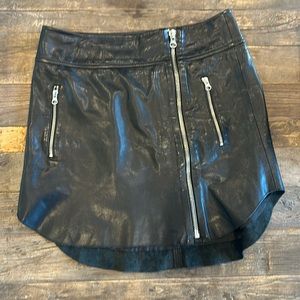 McQ Alexander McQueen grained leather biker skirt